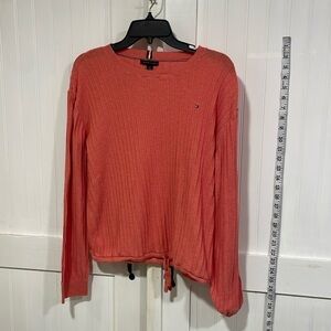Tommy Hilfiger salmon,crewneck,cotton, light weight sweater size L